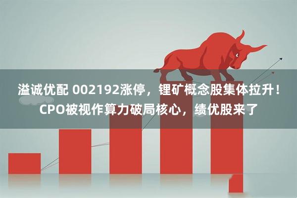 溢诚优配 002192涨停，锂矿概念股集体拉升！CPO被视作算力破局核心，绩优股来了